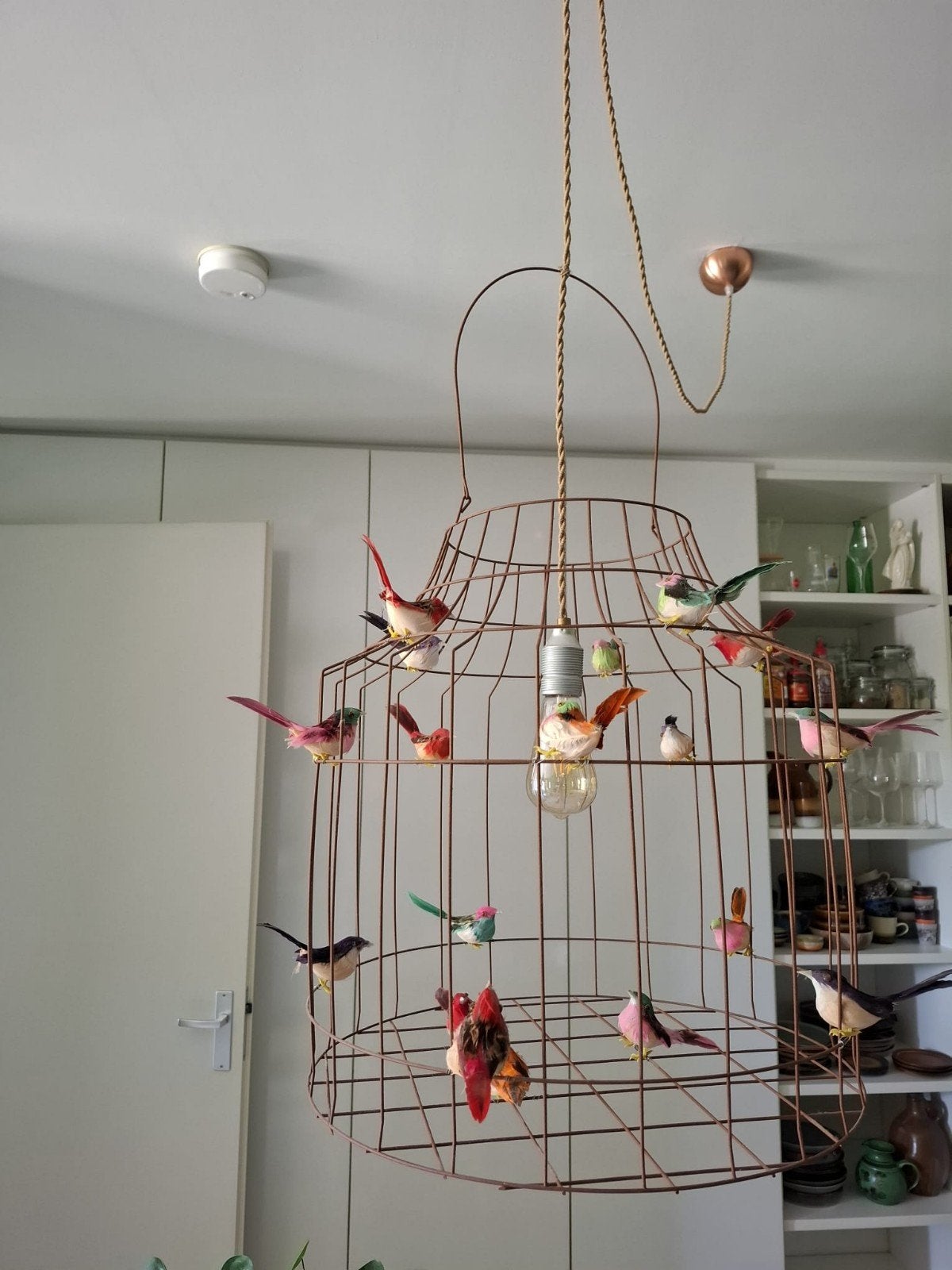 Dutch Delight Vogellamp - Unieke Hanglamp met vogels, Ophalen, Zo goed als nieuw, Minder dan 100 cm, Metaal