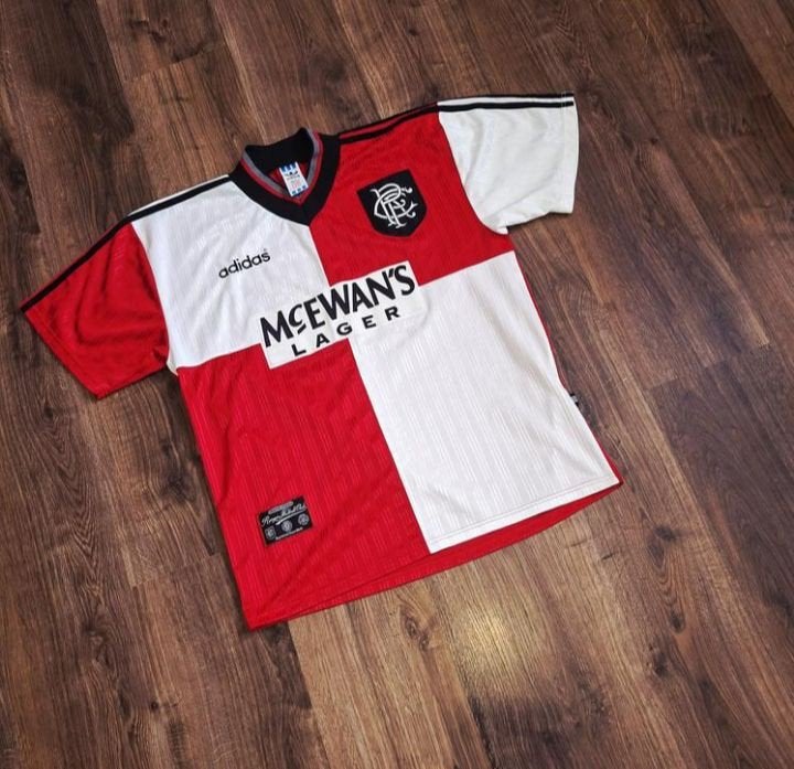 Vintage Adidas Rangers FC Thuisshirt 1992-1994 Maat L, Maat 52/54 (L), Meerkleurig, Ophalen of Verzenden, Zo goed als nieuw
