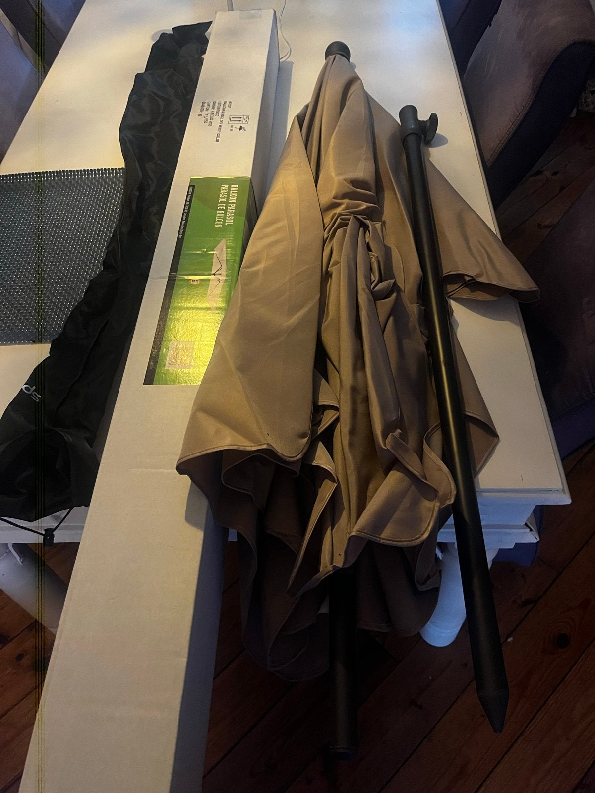 Nieuwe Balkonparasol Off-White 1.5x2.5m met UV30 bescherming, Kantelbaar, Nieuw, Ophalen of Verzenden, 1 tot 2 meter