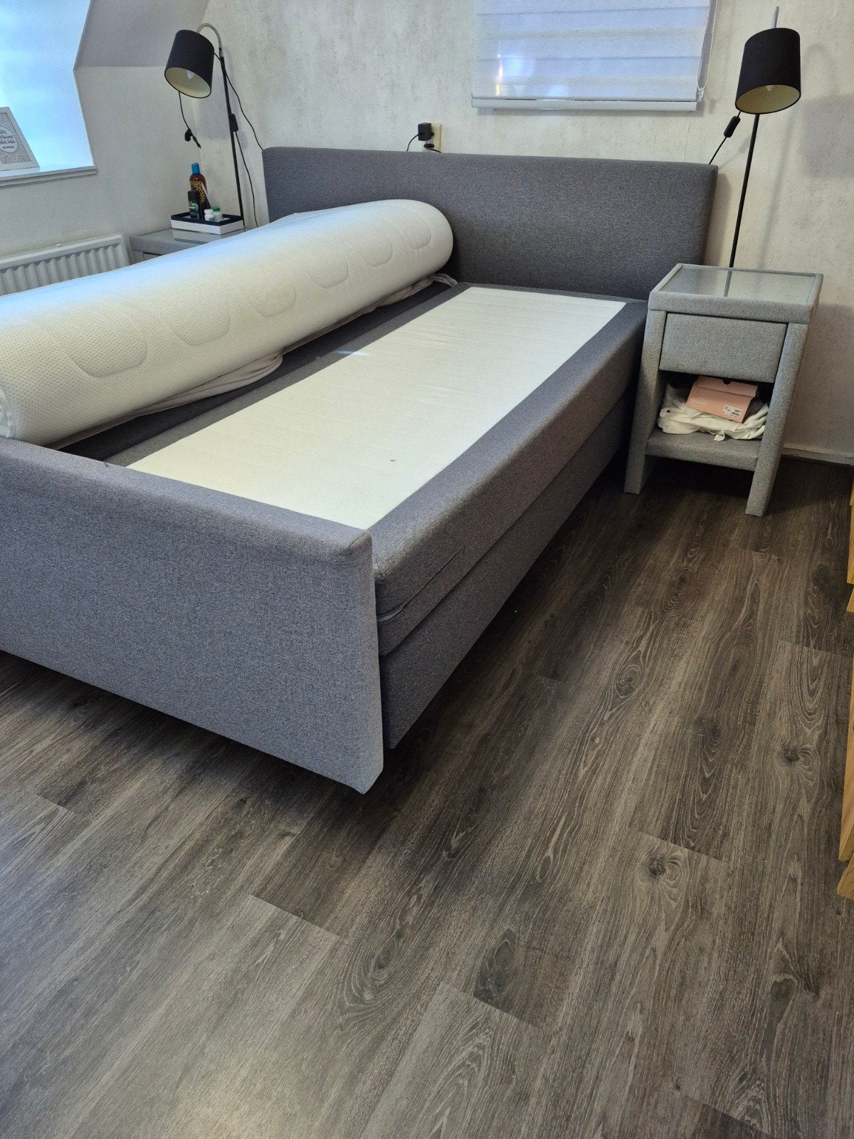 Bezorging is mogelijk 160x200 inzgs complete boxspring bed, Huis en Inrichting, Tweepersoons, Ophalen of Verzenden, Zo goed als nieuw