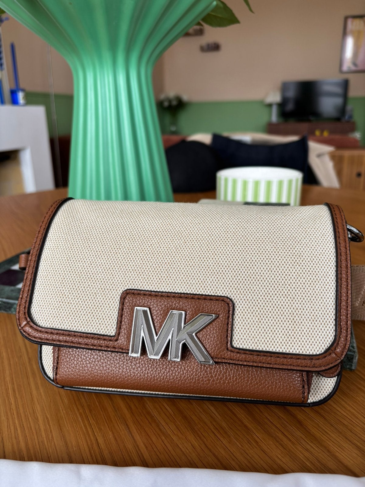 Michael Kors Hudson tas bruin beige, Sieraden, Tassen en Uiterlijk, Tassen | Schoudertassen, Ophalen of Verzenden, Zo goed als nieuw