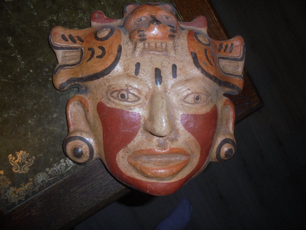 vintage mexico azteekse kleimasker maya aardewerk, Ophalen of Verzenden