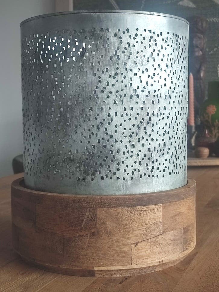 Windlicht lamp lantaarn sfeerlicht verlichting kandelaar, 35 cm, Ophalen of Verzenden, Zo goed als nieuw, Metaal