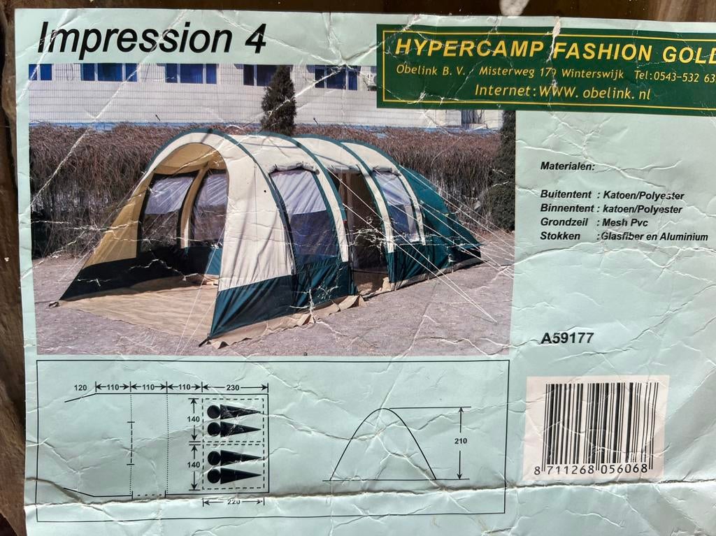 Obelink Impression 4 Tunneltent 4 personen #VERKOCHT#, Ophalen, Gebruikt, Tot en met 4