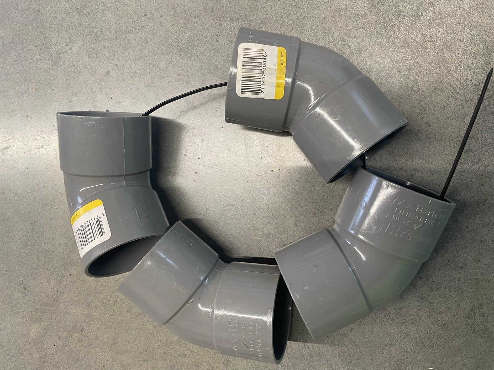 PVC Bochten 45 graden - 50mm, Ophalen, Bochten, Pvc, Nieuw