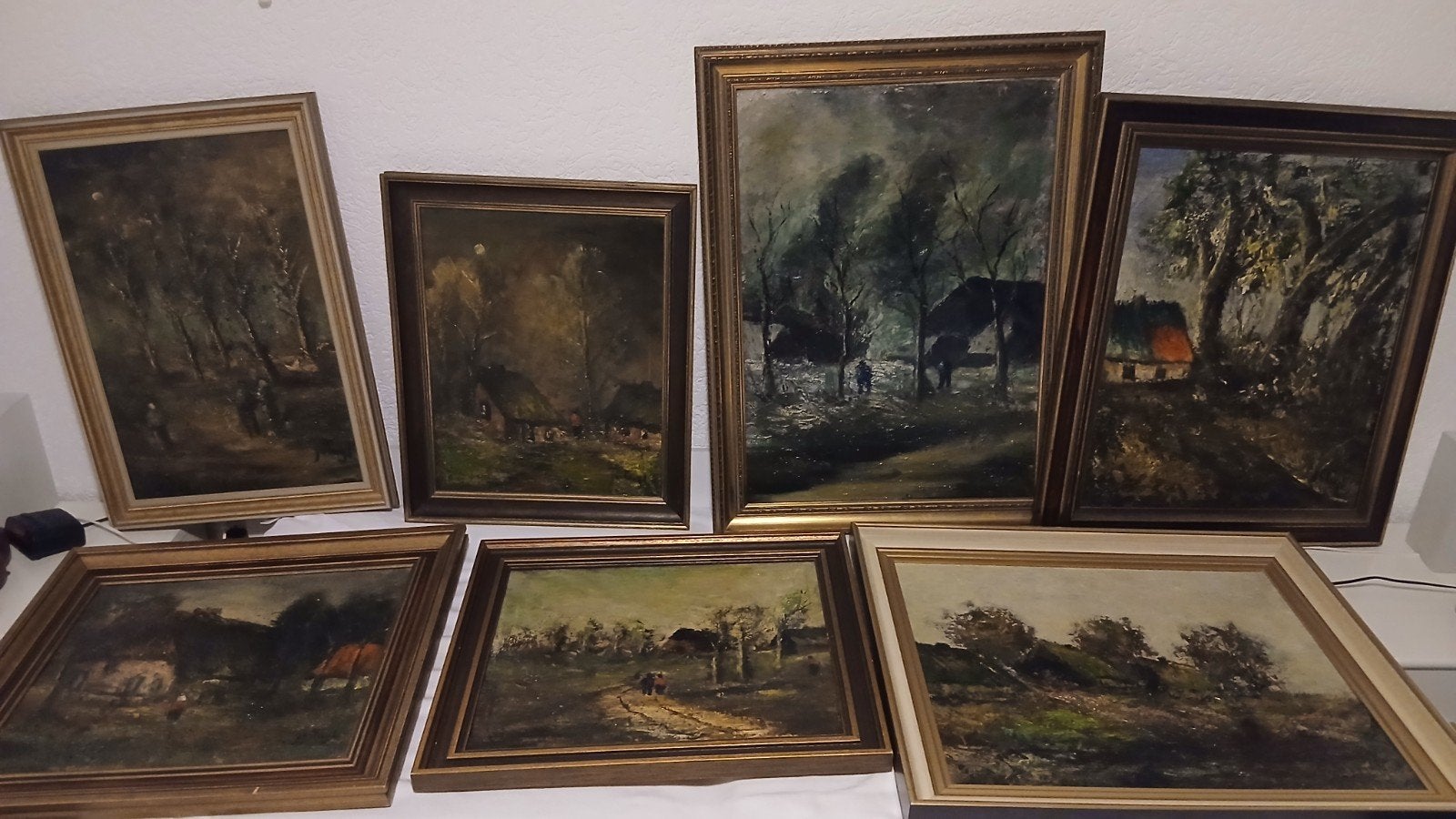 7 oude schilderijen van dezelfde schilder, Ophalen of Verzenden