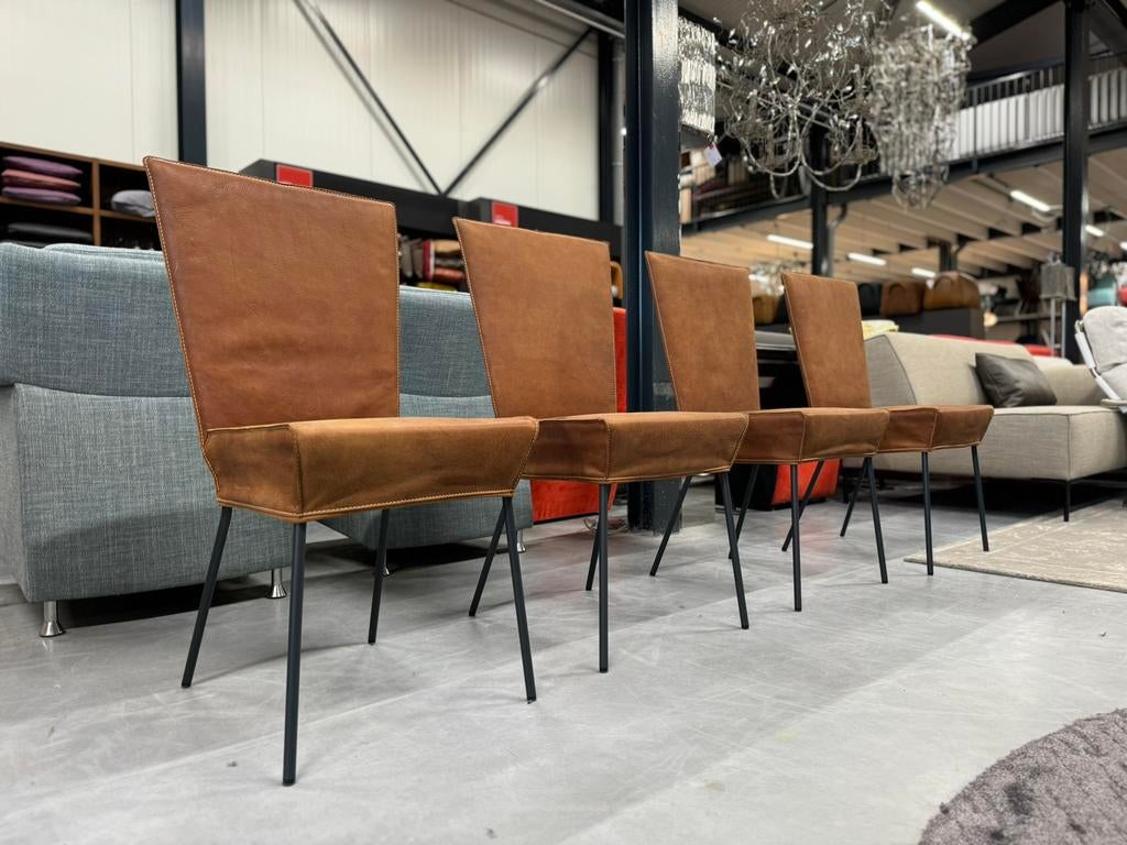 4 Nieuw Label Orea eetkamerstoel Yak leer Design stoel, Huis en Inrichting, Stoelen, Overige kleuren, Nieuw, Leer, Ophalen of Verzenden