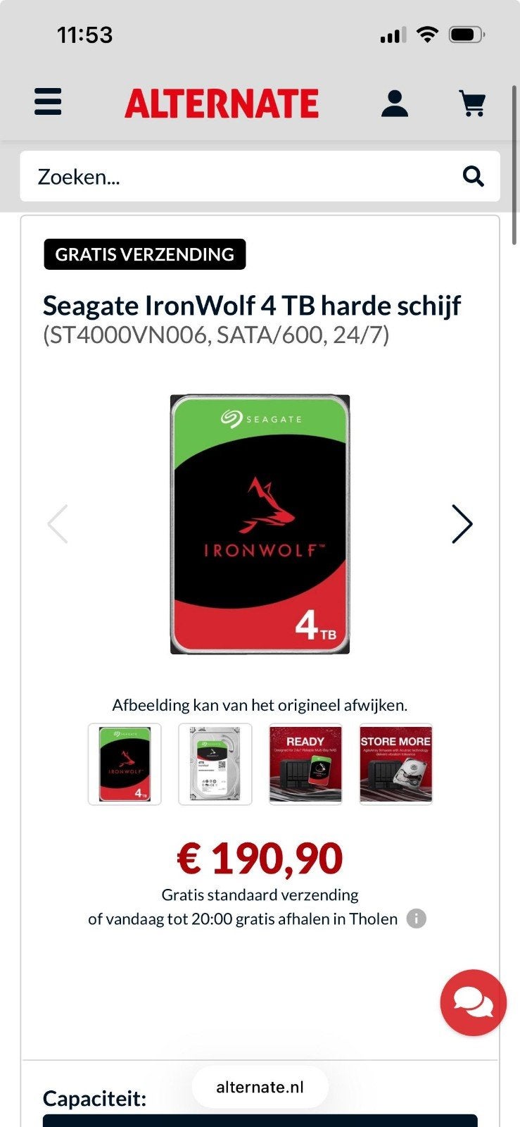 harde schijf 4TB 3,5 inch Seagate Ironwolf, Computers en Software, Harde schijven, Intern, Ophalen of Verzenden, Zo goed als nieuw