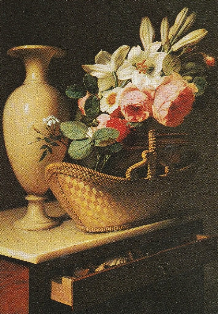 Stilleven met bloemenmand (1814) door Antoine Berjon, Ophalen of Verzenden, 1960 tot 1980, Ongelopen, Cultuur en Media