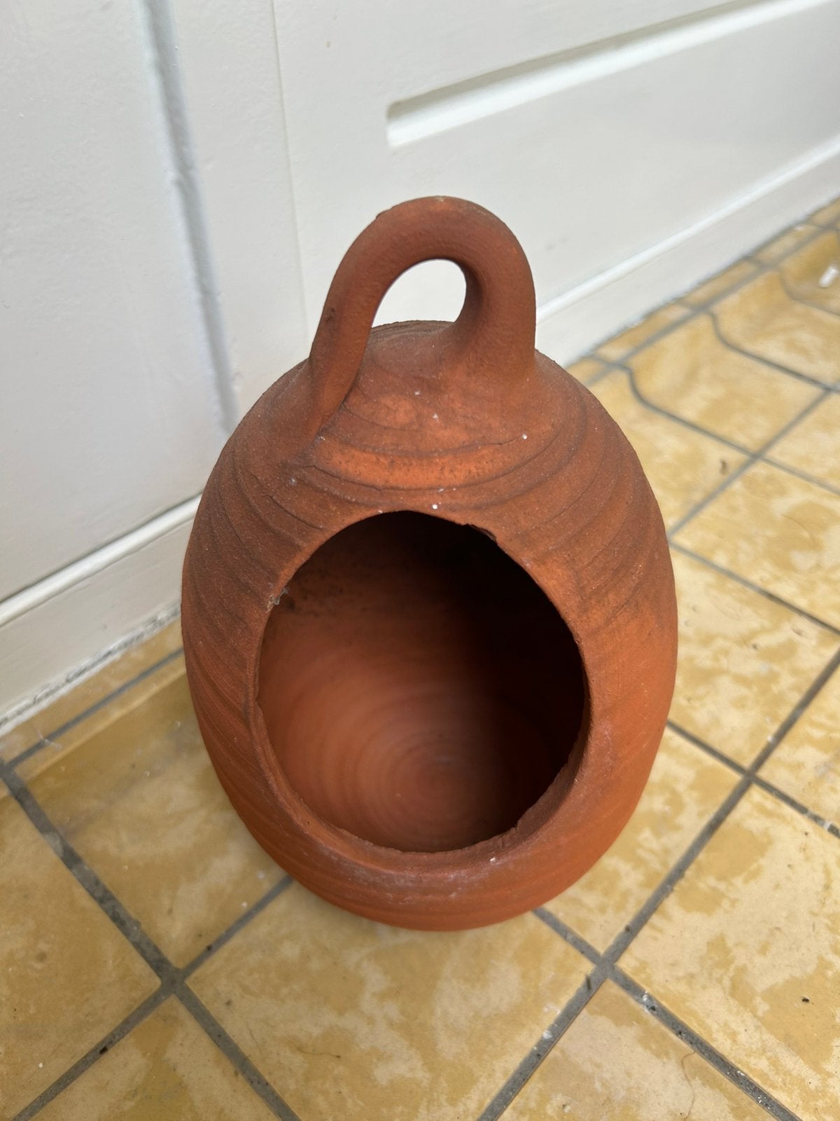 Rood aardewerken vogelpot, Steen, Minder dan 30 cm, Rond, Ophalen of Verzenden