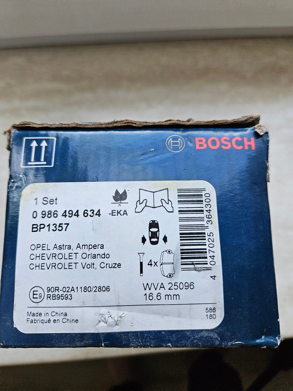 Nieuwe Bosch Remblokken voor Opel Astra, Ampera, Chevrolet, Ophalen of Verzenden
