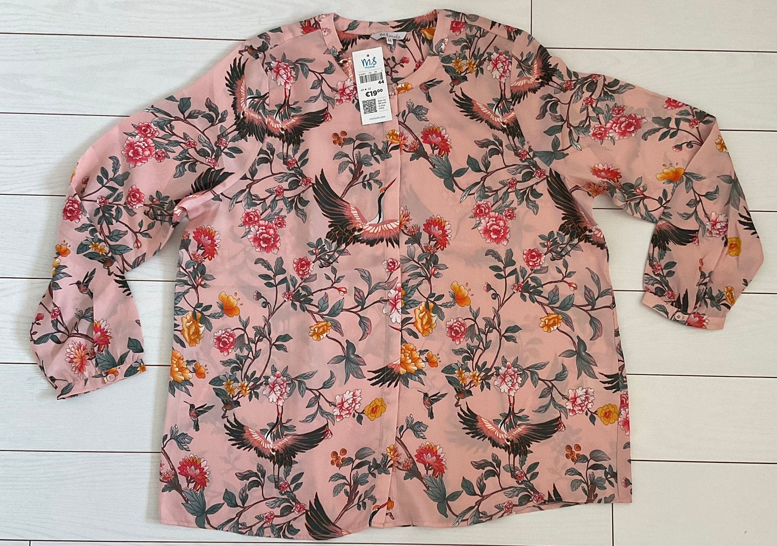 Nieuwe MS Mode Blouse Maat 44 - Roze met Kraanvogels, Ophalen of Verzenden, Nieuw, Maat 42/44 (L), Roze