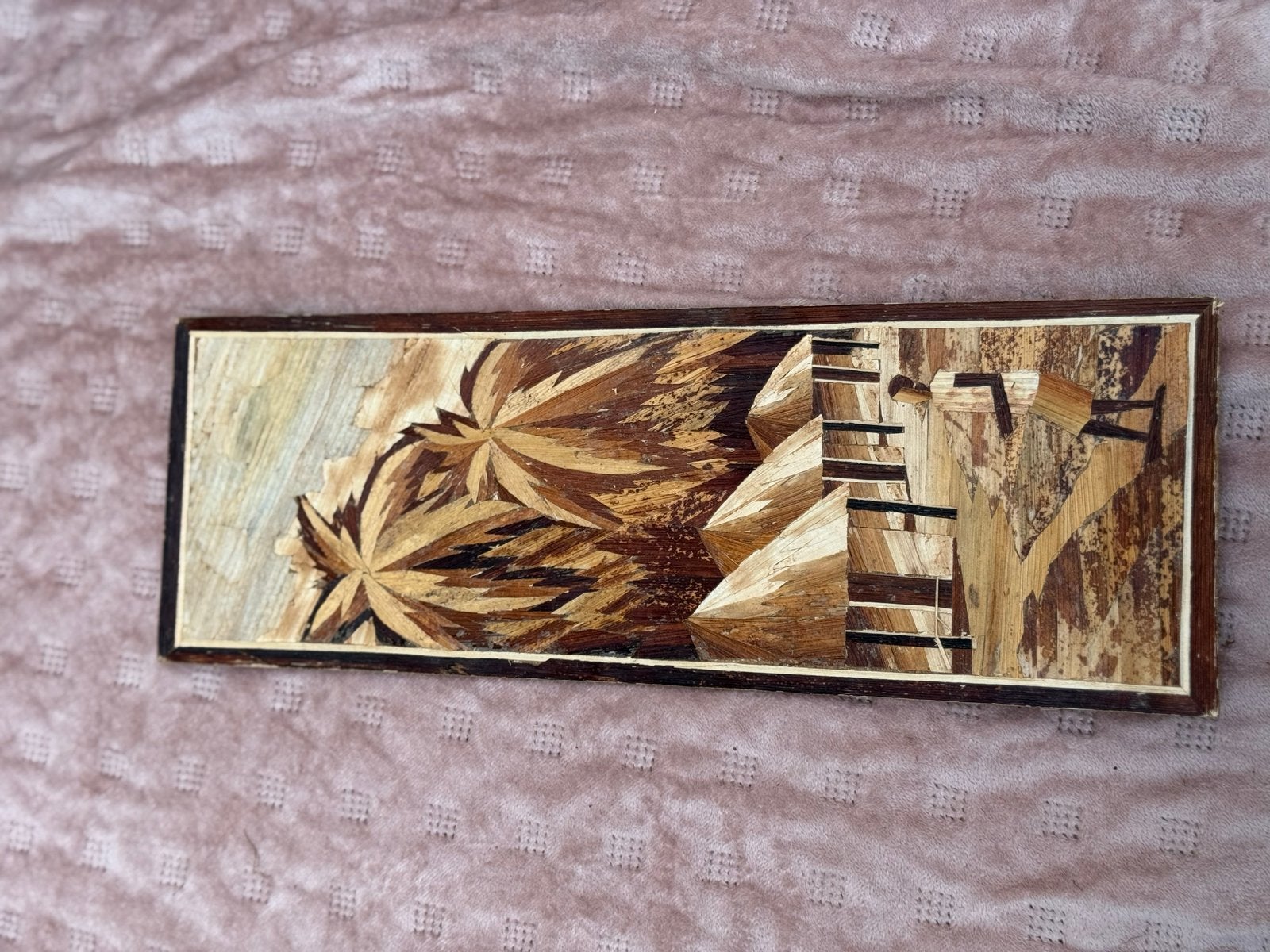 Houten wanddecoratie met Afrikaans tafereel, Hout, Wanddecoratie, Bruin, Afrika