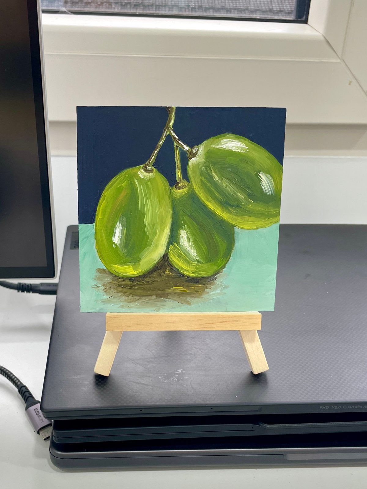Miniatuur Schilderij, Acrylverf, Stilleven, Verzenden, Met textuur