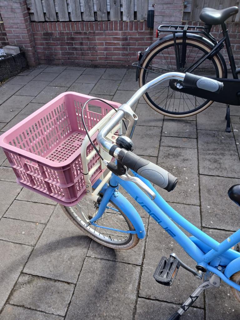 Vogue Transporter Kinderfiets - Blauw met Roze Mand, Gebruikt, Velgrem, Vogue, Ophalen of Verzenden