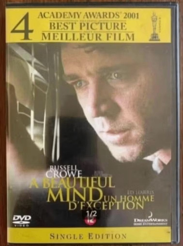 DVD A beautiful mind met Russell Crowe en Jennifer Connelly, Cd's en Dvd's, Dvd's | Drama, Vanaf 12 jaar, Ophalen of Verzenden