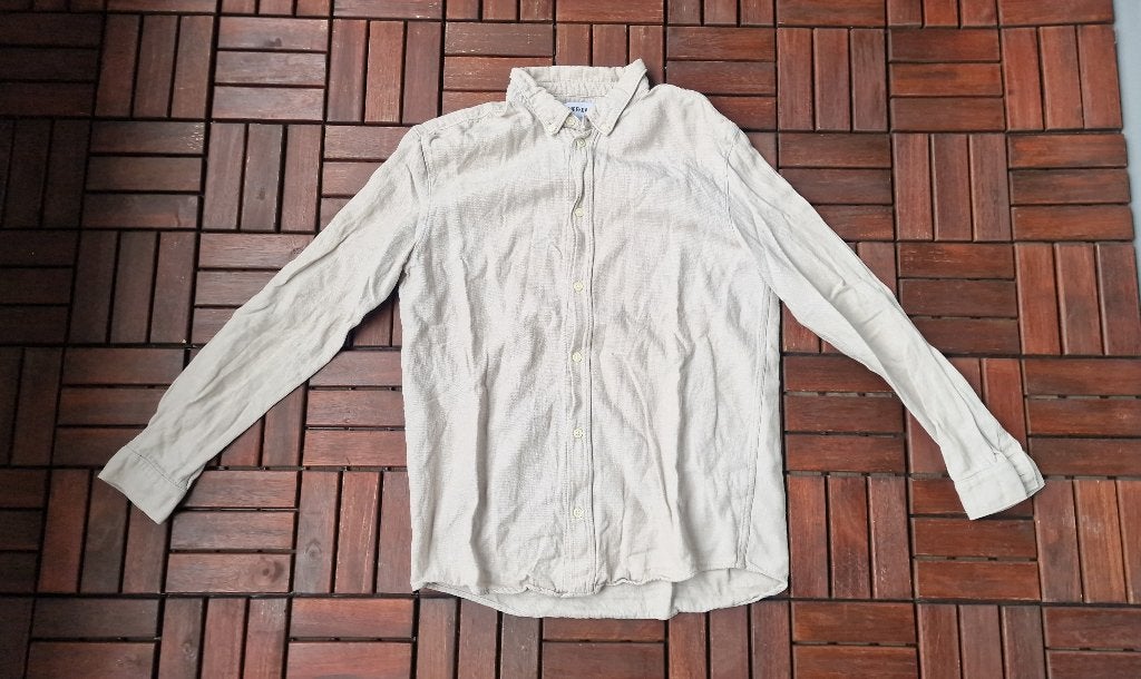 Weekday overhemd maat S beige, Ophalen of Verzenden, Zo goed als nieuw, Beige