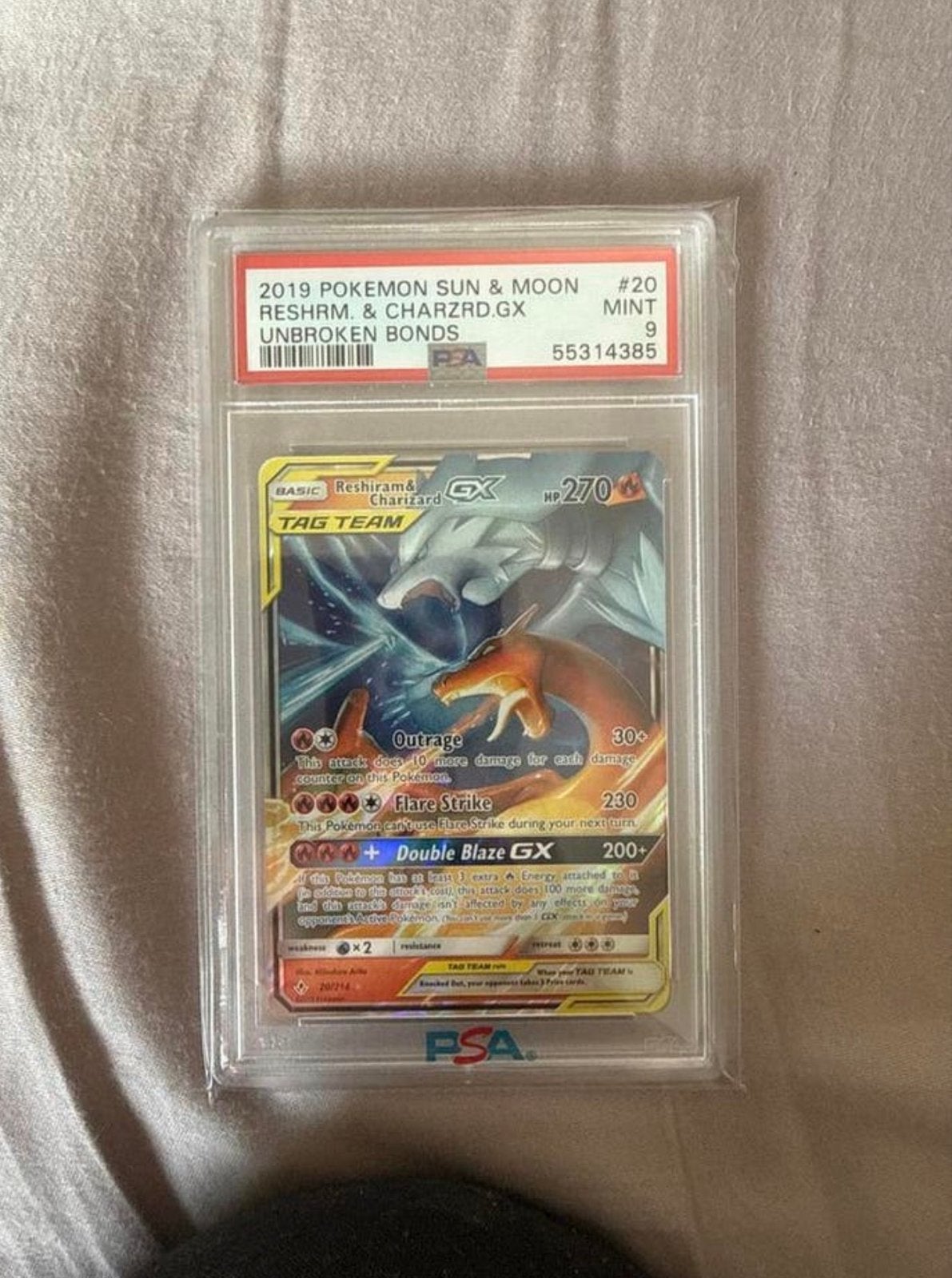 Reshiram & Charizard GX PSA 9 Mint #20, Ophalen of Verzenden, Zo goed als nieuw