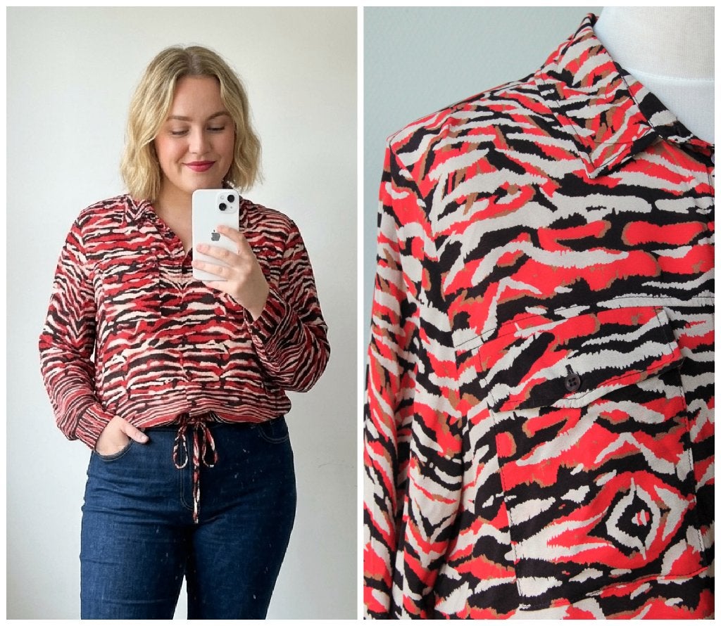 &Co Woman - mooie blouse met zebraprint rood - maat XL, Verzenden, Maat 46/48 (XL) of groter, &Co Woman, Zo goed als nieuw