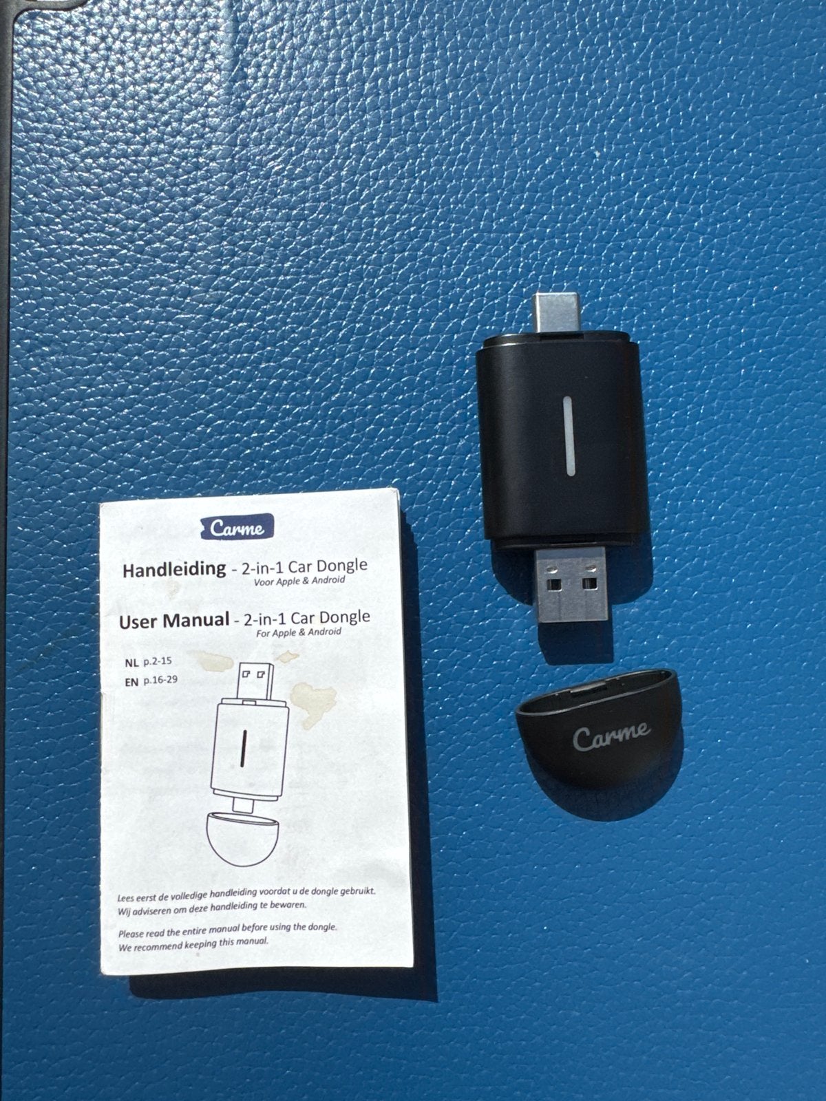 Carme 2-in-1 Car Dongle voor Apple & Android, Ophalen of Verzenden, Zo goed als nieuw