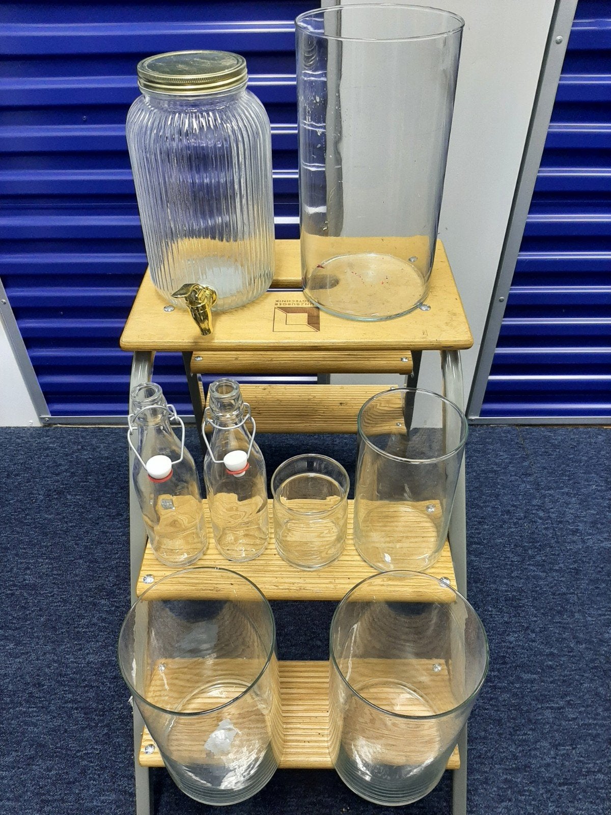 Glazen vazen, flessen en drankdispenser, Decoratie etc., Ophalen, Gebruikt, Met patroon/structuur, Transparant