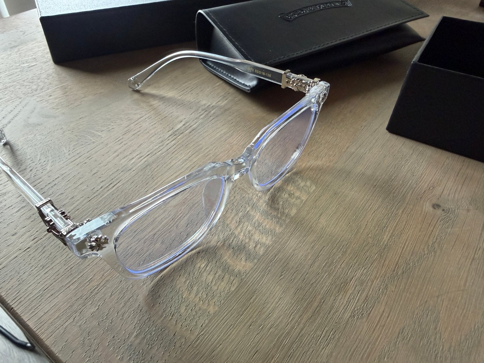 Stijlvolle Chrome Hearts bril - Transparant montuur, Overige merken, Overige kleuren, Ophalen of Verzenden, Zo goed als nieuw