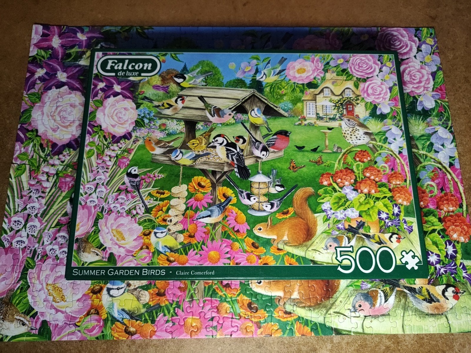 Falcon puzzel 500 stukjes Summer Garden Birds, Ophalen of Verzenden, 500 t/m 1500 stukjes, Zo goed als nieuw, Legpuzzel