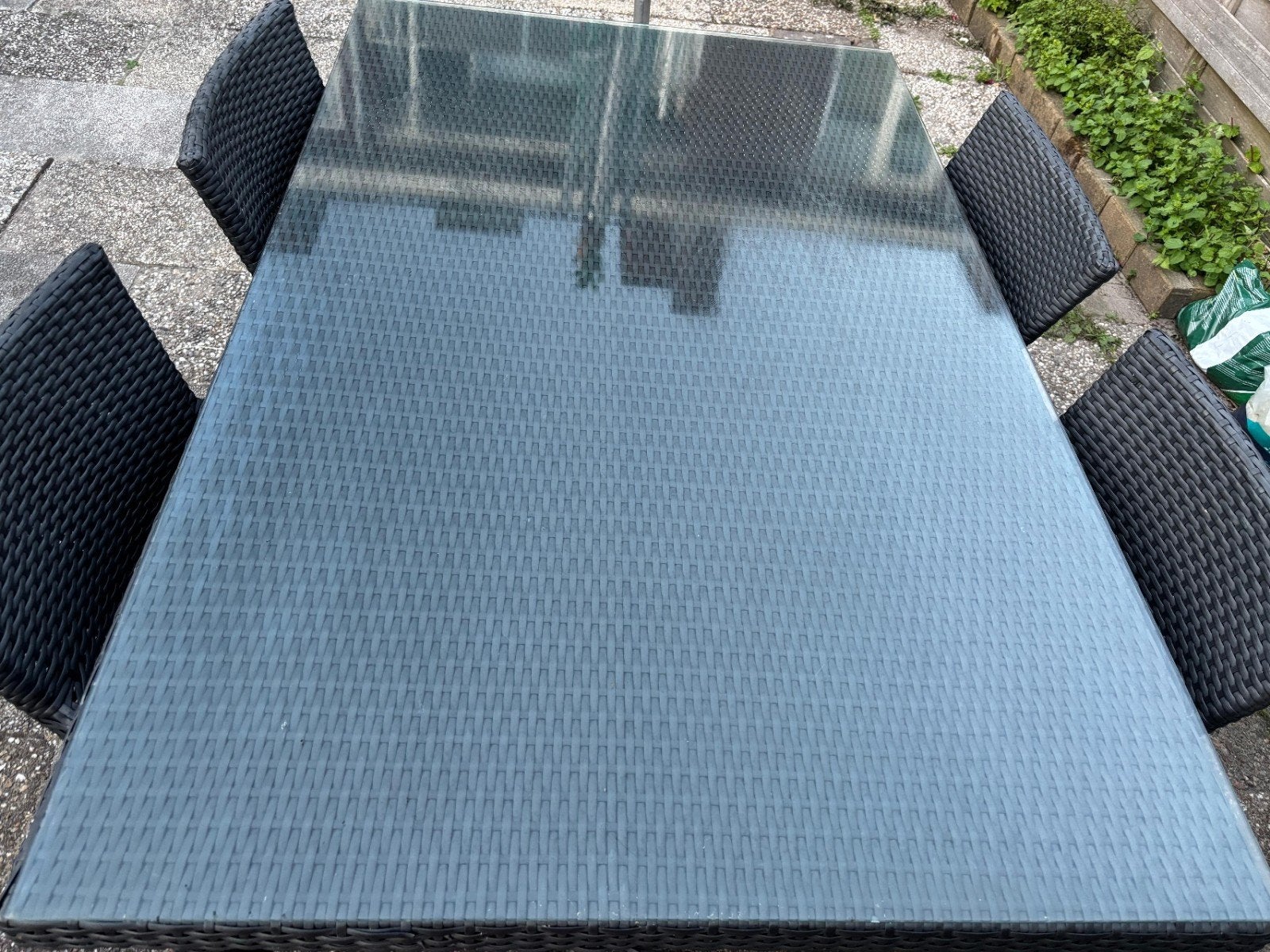 Wicker tuinset Tafel en stoelen, Ophalen, 4 zitplaatsen, Zo goed als nieuw, Wicker