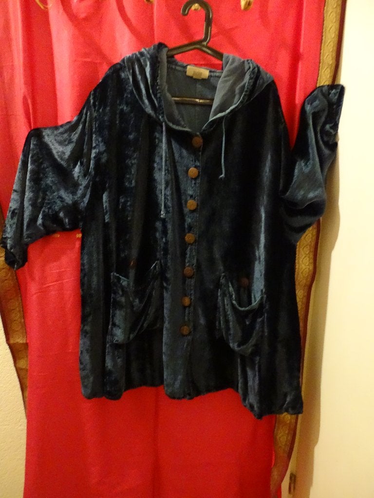 AROMA-FREESIZE FLUWELEN JASJE-BLOUSE-MT 50-52-BLAUWGROEN, Kleding | Dames, Grote Maten, Overige kleuren, Blouse of Tuniek, Ophalen of Verzenden