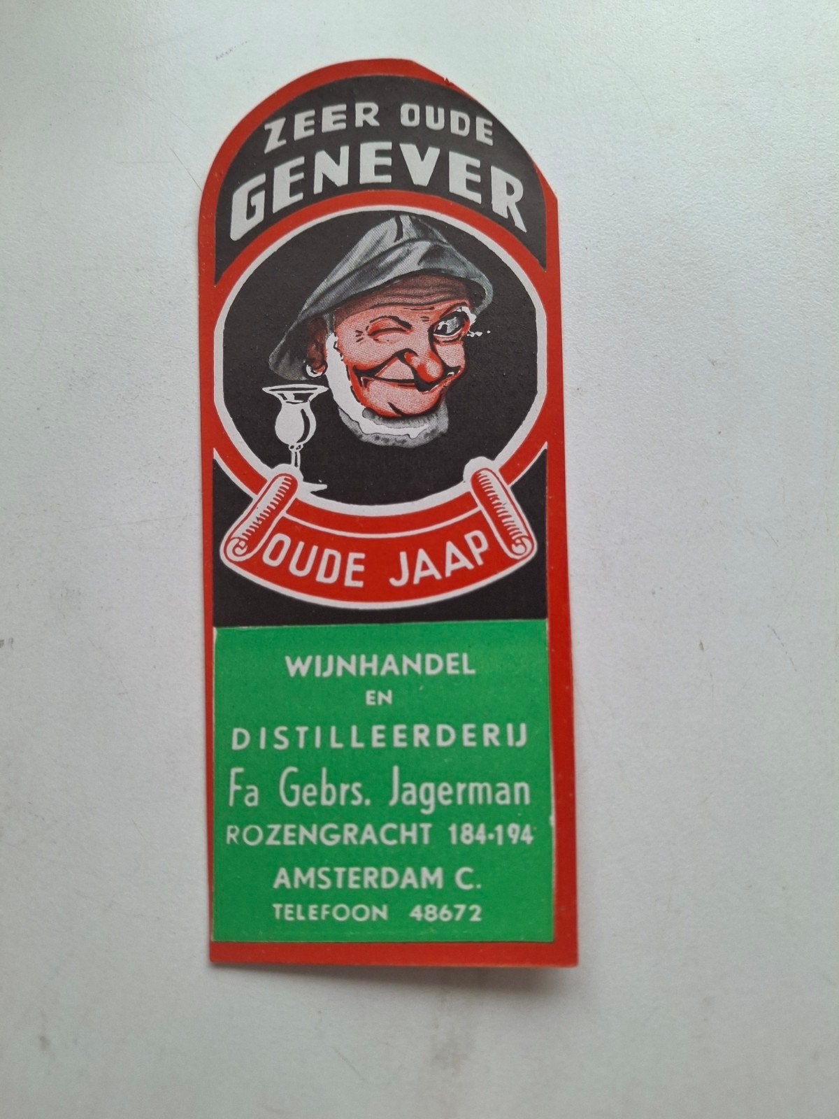 etiket Gebrs Jagerman zeer oude jenever., Ophalen of Verzenden, Zo goed als nieuw, Overige typen