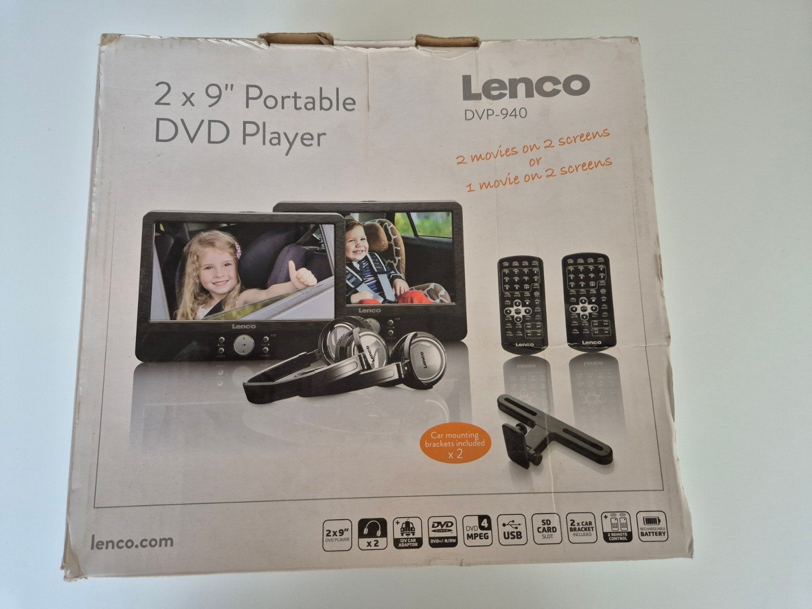 Lenco DVP-940 Draagbare DVD-speler 2x9", Gebruikt, Draagbaar, Ophalen of Verzenden, Overige merken