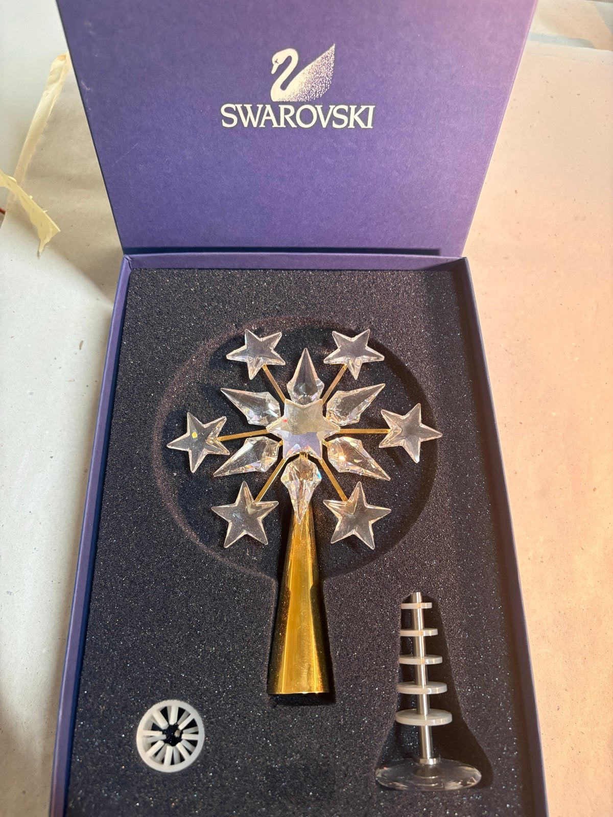 Swarovski Kristallen Kerstpiek (Goud) – Zeldzaam & Retired, Ophalen of Verzenden, Nieuw, Huisaccessoire