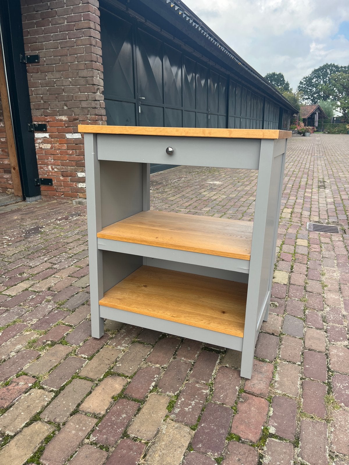 Keukentrolley met lade en planken - Grijs/Hout, Ophalen, Hout, Keukentrolley, Zo goed als nieuw