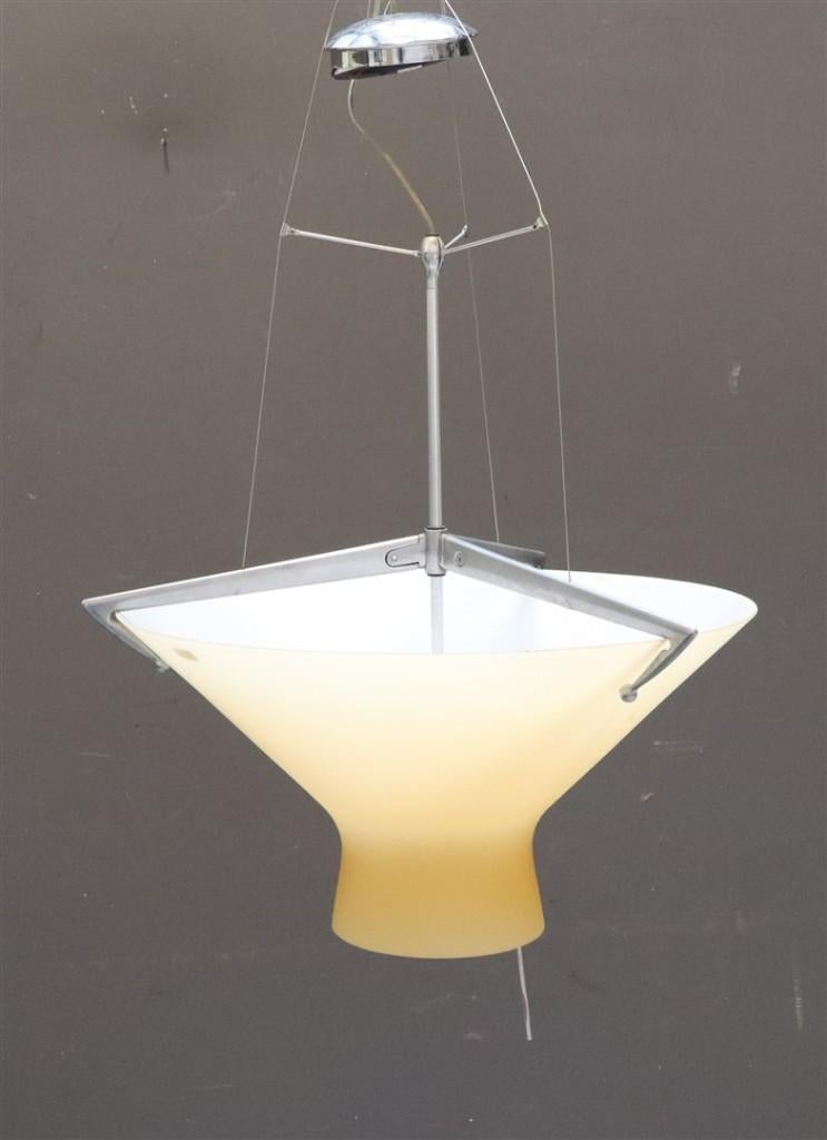 Italiaans Design vintage Lumina Juri Hanglamp Lorenzo Stano, Ophalen of Verzenden, Gebruikt, Glas, Minder dan 50 cm