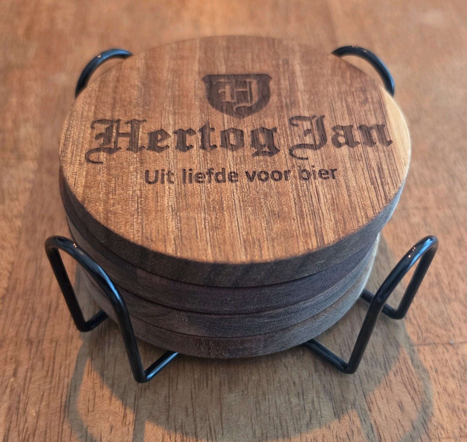 Set HERTOG JAN houten onderzetters (4 onderzetters), Verzamelen, Ophalen of Verzenden, Nieuw, Viltje(s), Hertog Jan