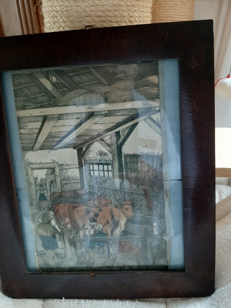 Ingekleurde ets stalleven, Ophalen of Verzenden, Dagelijks leven, Ets