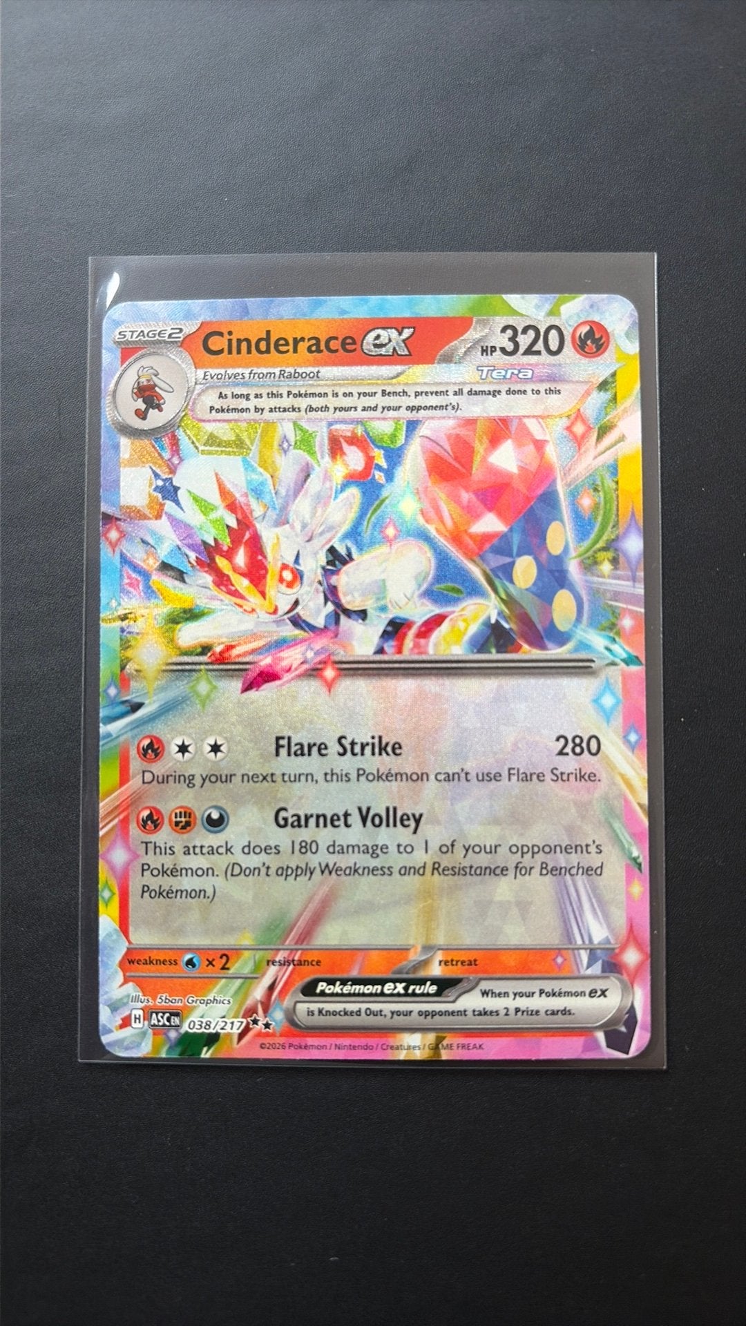 Cinderace EX 038/217 - Ascended Heroes, Ophalen of Verzenden, Zo goed als nieuw