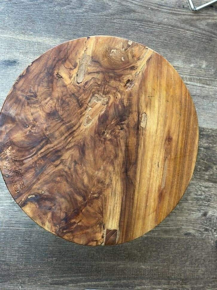 Teak houten serveerplanken 2 stuks tapasplank borrelplank, Ophalen of Verzenden, Gebruikt, Rond, Hout
