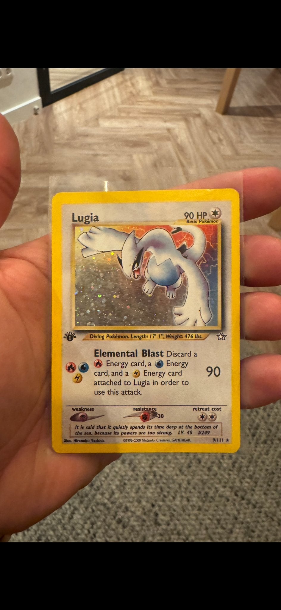 Lugia 1st.edition neo genesis, Ophalen of Verzenden, Zo goed als nieuw, Losse kaart, Foil