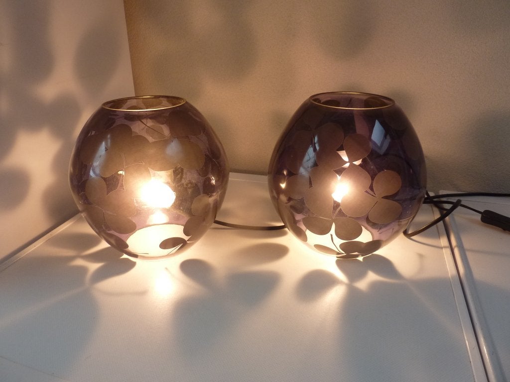 2 Knubbig tafellampen. Zwart. Ikea., Ophalen of Verzenden, Gebruikt, Glas, Minder dan 50 cm