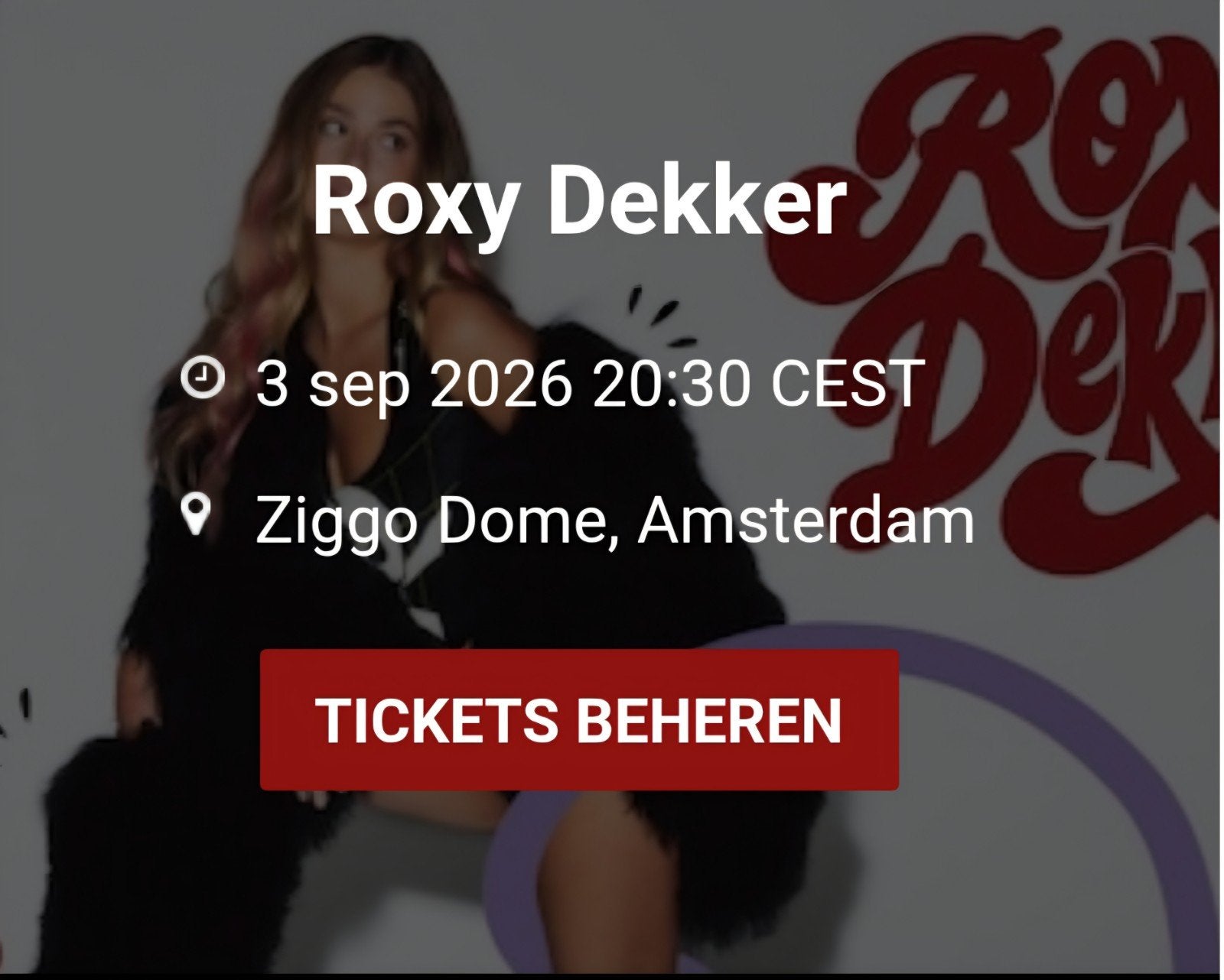 2x Roxy dekker tickets 3 september, Twee personen, September
