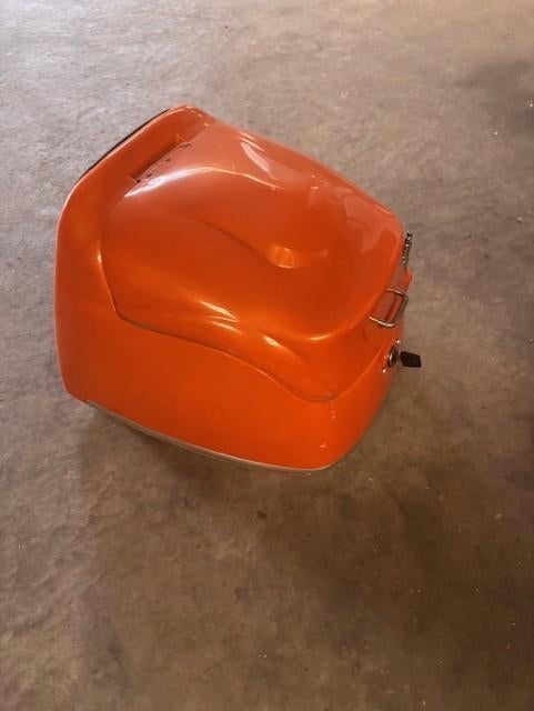 topkoffer retro oranje, Motoren, Accessoires | Koffers en Tassen, Ophalen, Gebruikt