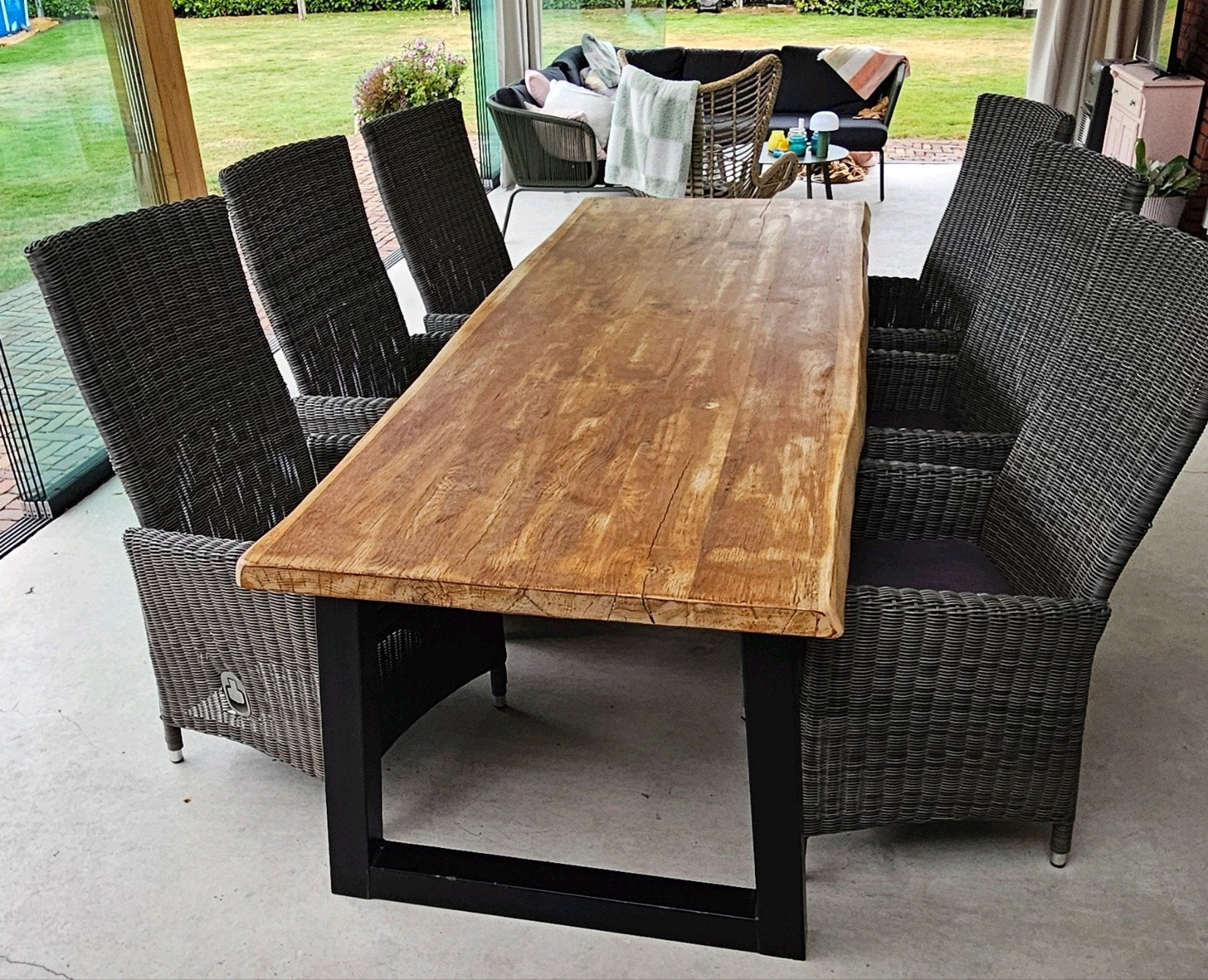 Robuuste boomstam Eettafel met of enkel 6 Avanti Wicker Tuin, Ophalen of Verzenden, Gebruikt, Rechthoekig, Kunststof