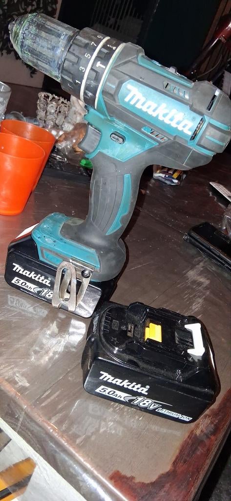 Makita DHP482Z 18V Klopboor/Schroefmachine met 2 accu's, Doe-het-zelf en Verbouw, Gereedschap | Boormachines, Ophalen, Gebruikt