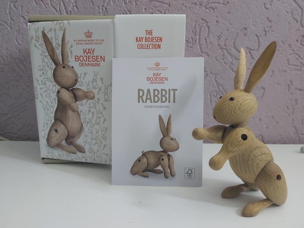 KAY BOJESEN Rabbit // houtsnijwerk Konijn, Houtsnijwerk, Minder dan 20 cm, Ophalen of Verzenden, Handgemaakt