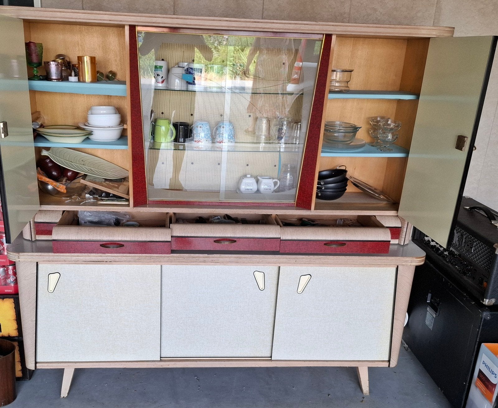 Vintage Jaren '60 Wandmeubel Dressoir, Ophalen