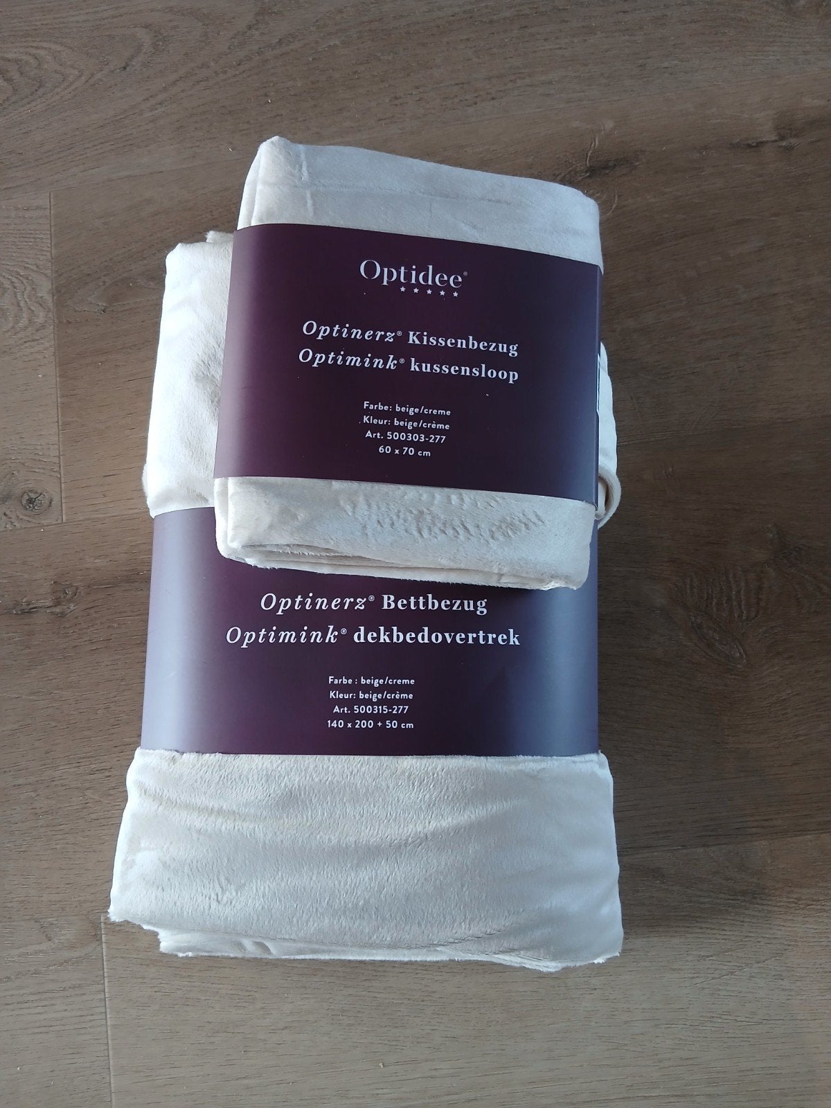 Optidee Optimink Dekbedovertrek en Kussensloop Beige/Crème, Ophalen of Verzenden