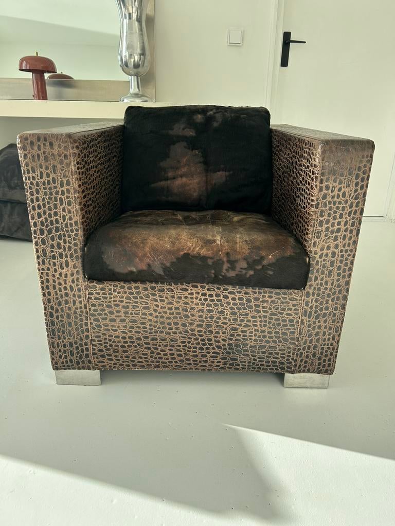Minotti Suitcase fauteuils  (afhalen in Groningen) €350, Ophalen, Gebruikt, 50 tot 75 cm, Leer