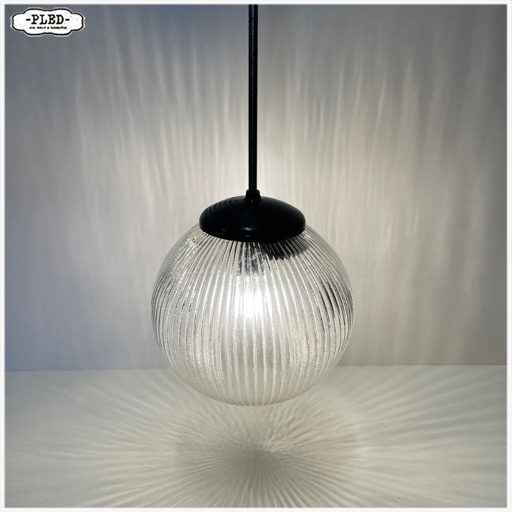 Pendellamp met fraai transparant glas, Bohemen, 1970s / Bol, Ophalen, Gebruikt, Vintage, E27 (groot)