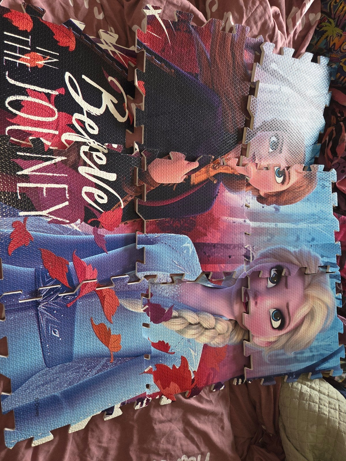 Frozen 2 Vloerpuzzel / Speelmat - Elsa en Anna, Ophalen of Verzenden, Minder dan 10 stukjes, Gebruikt